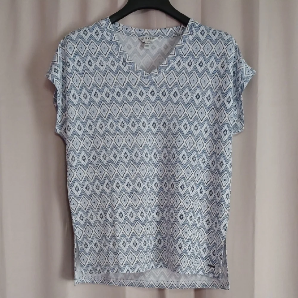 Orvis Cap Sleeve V-Neck Tunic Style Top High/Low Hem Stretch